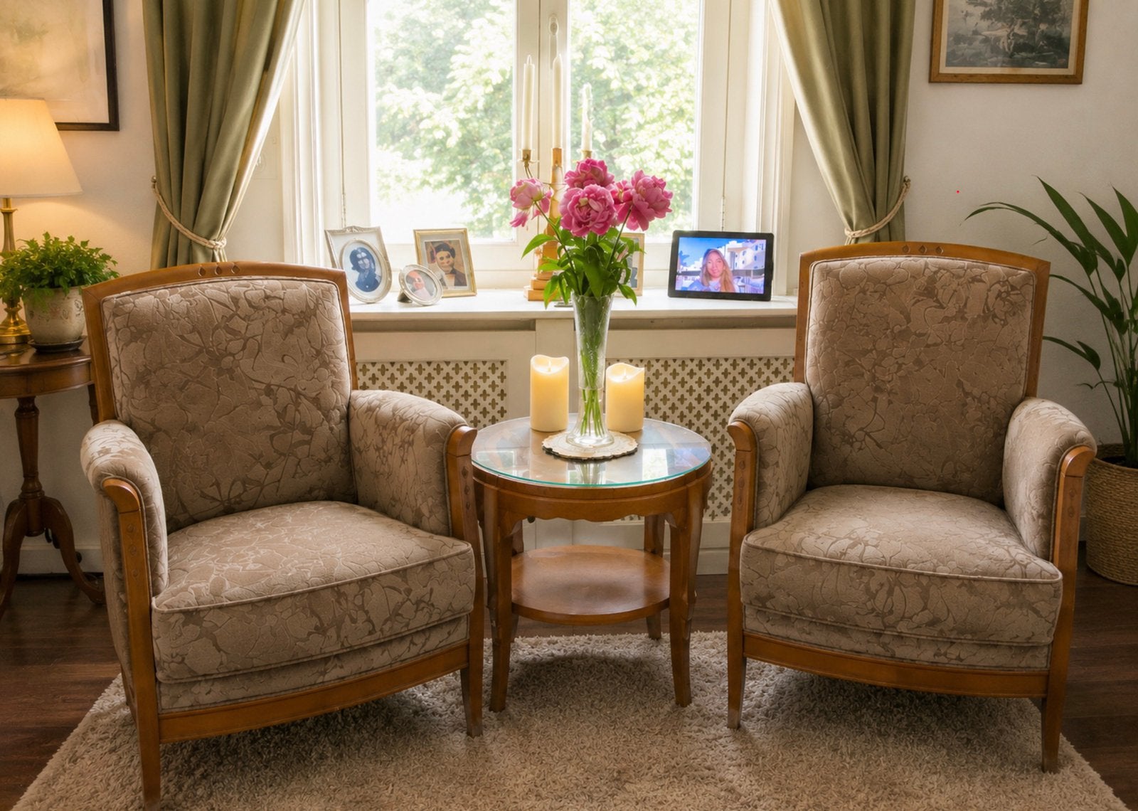 Set van 2 Art Deco Fauteuils: Dames- en Herenmodel, Huis en Inrichting, Fauteuils, Ophalen of Verzenden, Gebruikt, Hout