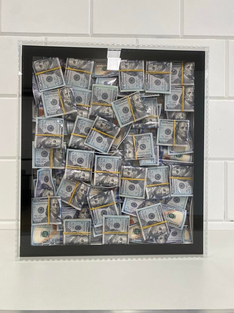 Kunstwerk met nep dollars - Uniek decoratiestuk, Ophalen of Verzenden