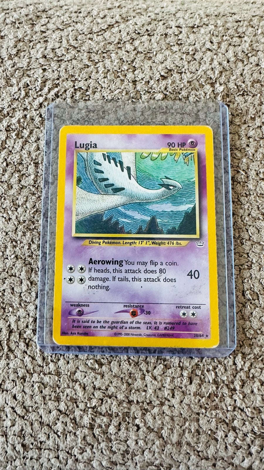 Pokémon Lugia 2000 Neo Genesis 9/111 Holo Rare, Ophalen of Verzenden, Zo goed als nieuw, Losse kaart, Foil