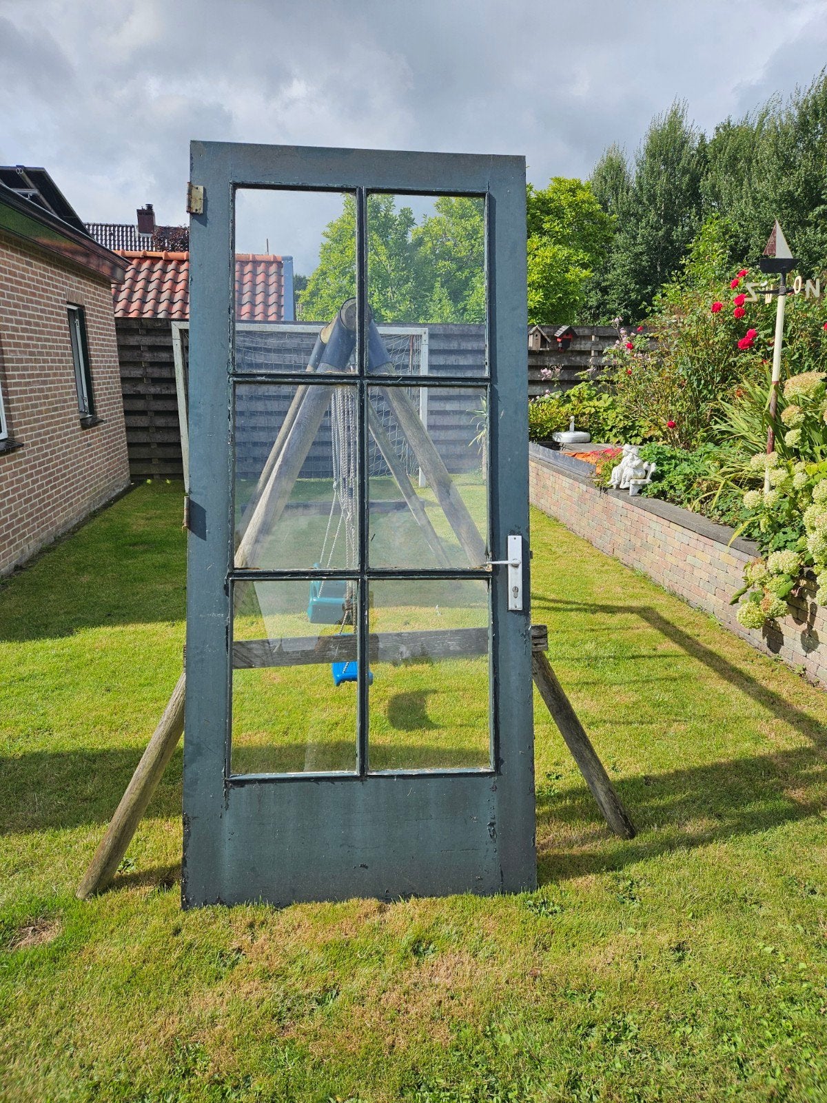 Grote buitendeur, Gebruikt, 215 cm of meer, Buitendeur, Glas