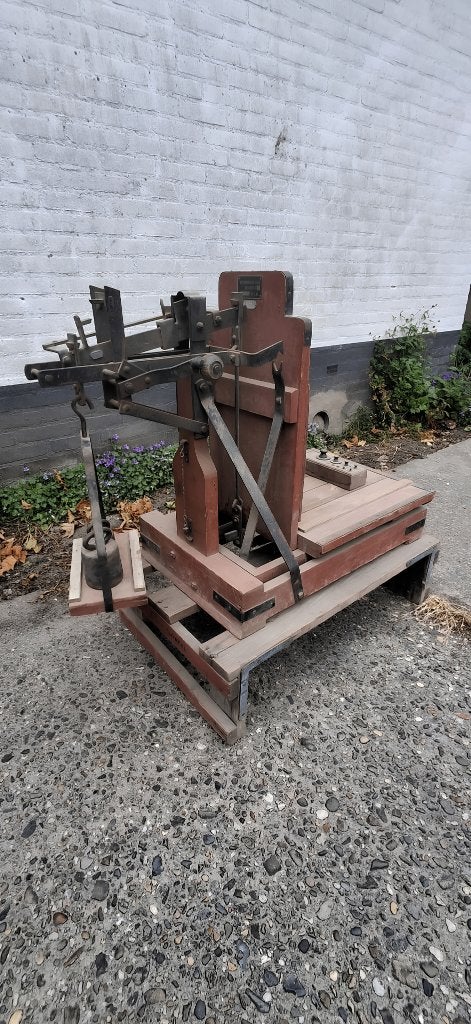 Antieke bascule weegschaal / oude houten platformweegschaal, Ophalen of Verzenden
