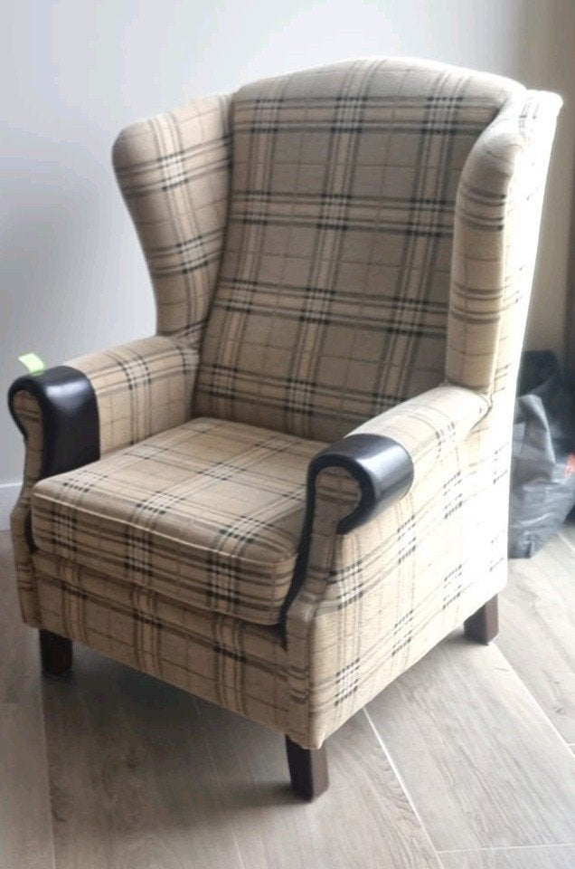 Engels geruite fauteuils 2 stuks, Ophalen, Gebruikt, Minder dan 75 cm, 75 tot 100 cm