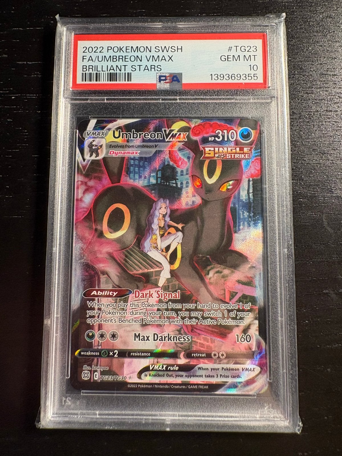 Umbreon VMAX TG23 PSA 10 - Brilliant Stars Pokémon Kaart, Ophalen, Nieuw, Losse kaart, Foil