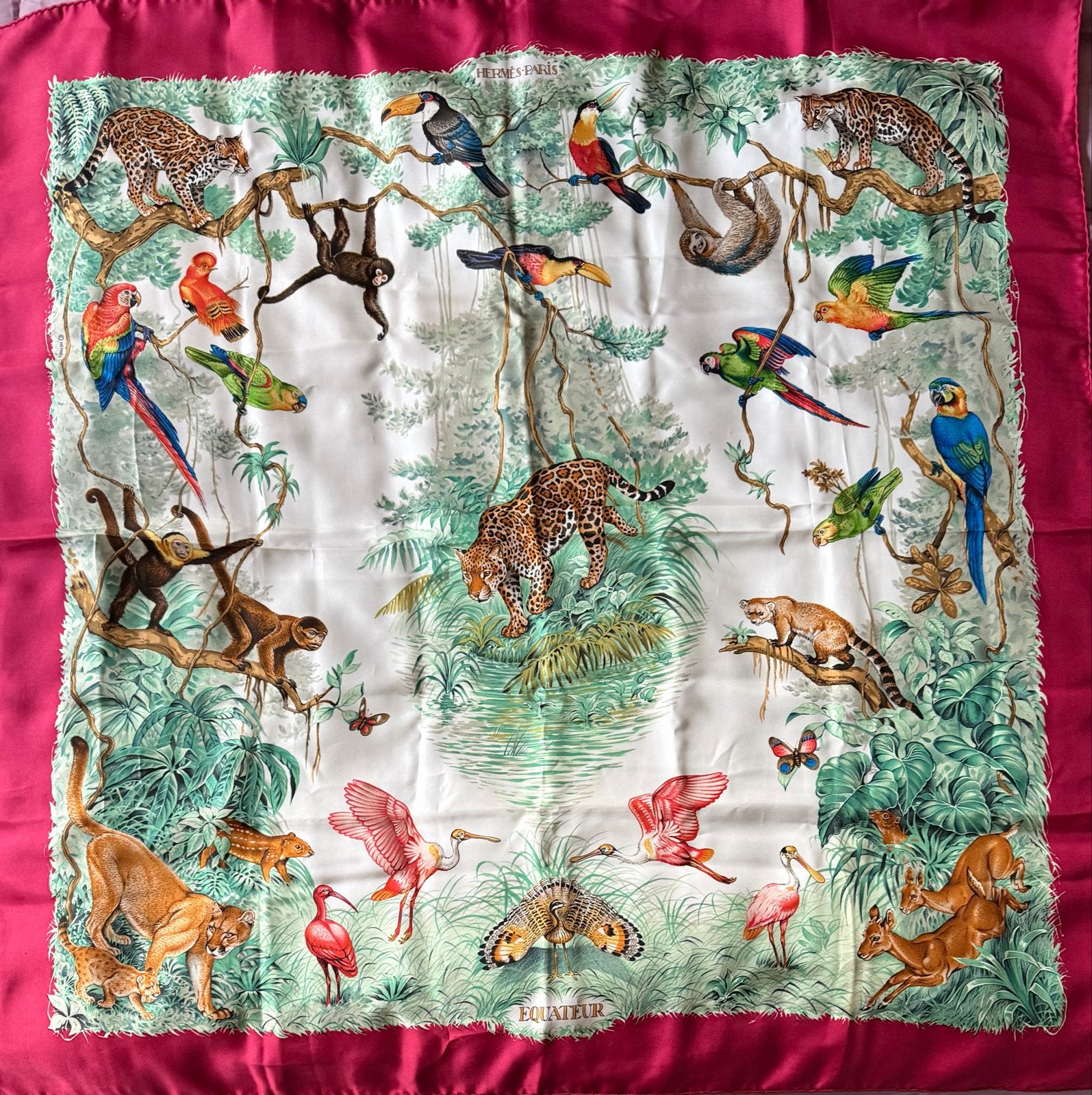 Hermès Carré 90 Equateur Zijden Sjaal - Nieuwstaat, Kleding | Dames, Ophalen of Verzenden, Nieuw