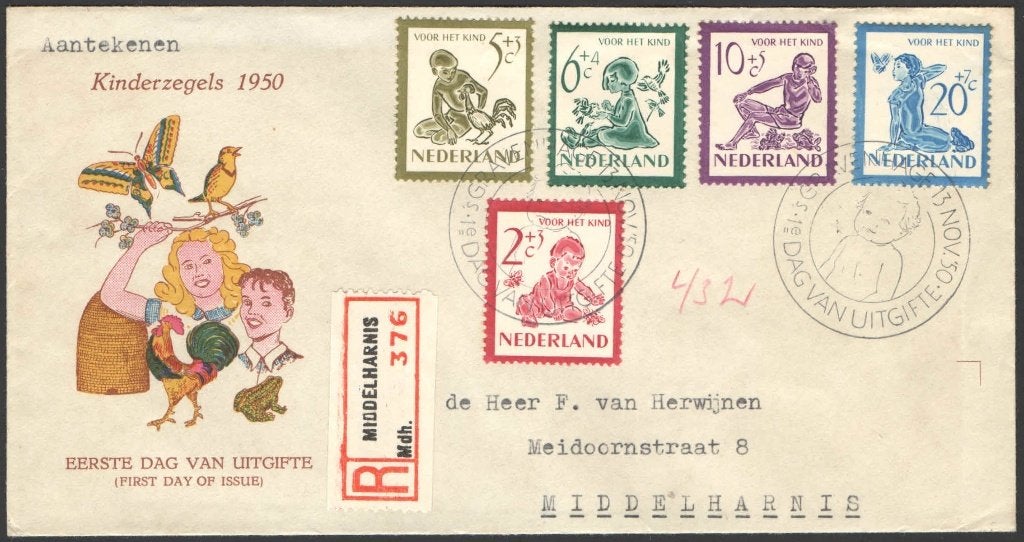 Nederland FDC E4 Met Adres, Kinderpostzegels 1950, Postzegels en Munten, Postzegels | Eerstedagenveloppen, Ophalen of Verzenden
