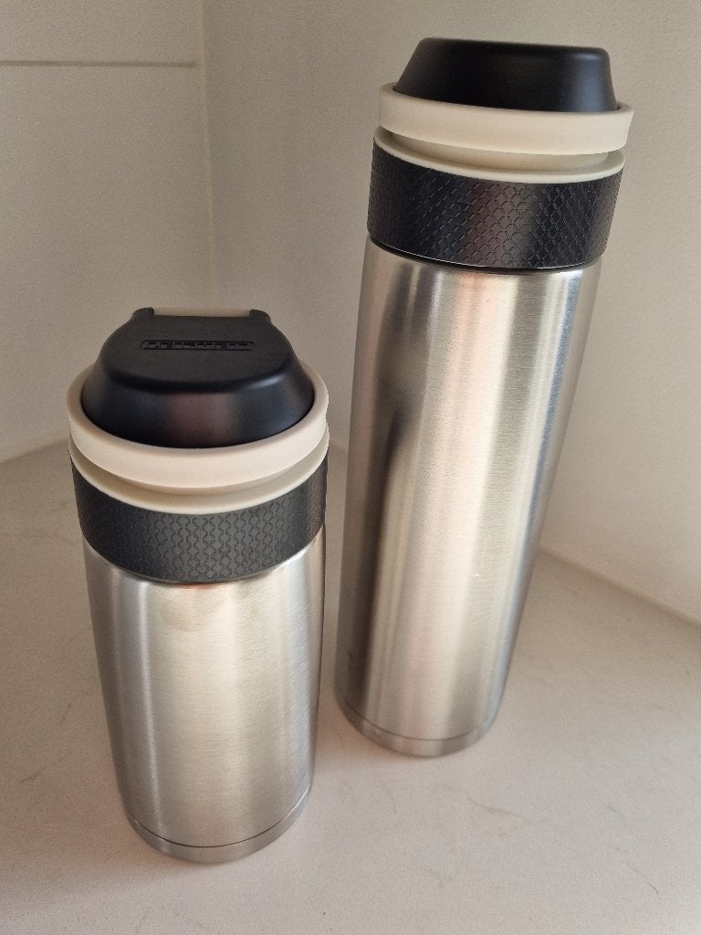 Leifheit "Flip" thermosbeker 350 / 600 ml, Ophalen, Overige typen, Zilver, Zo goed als nieuw
