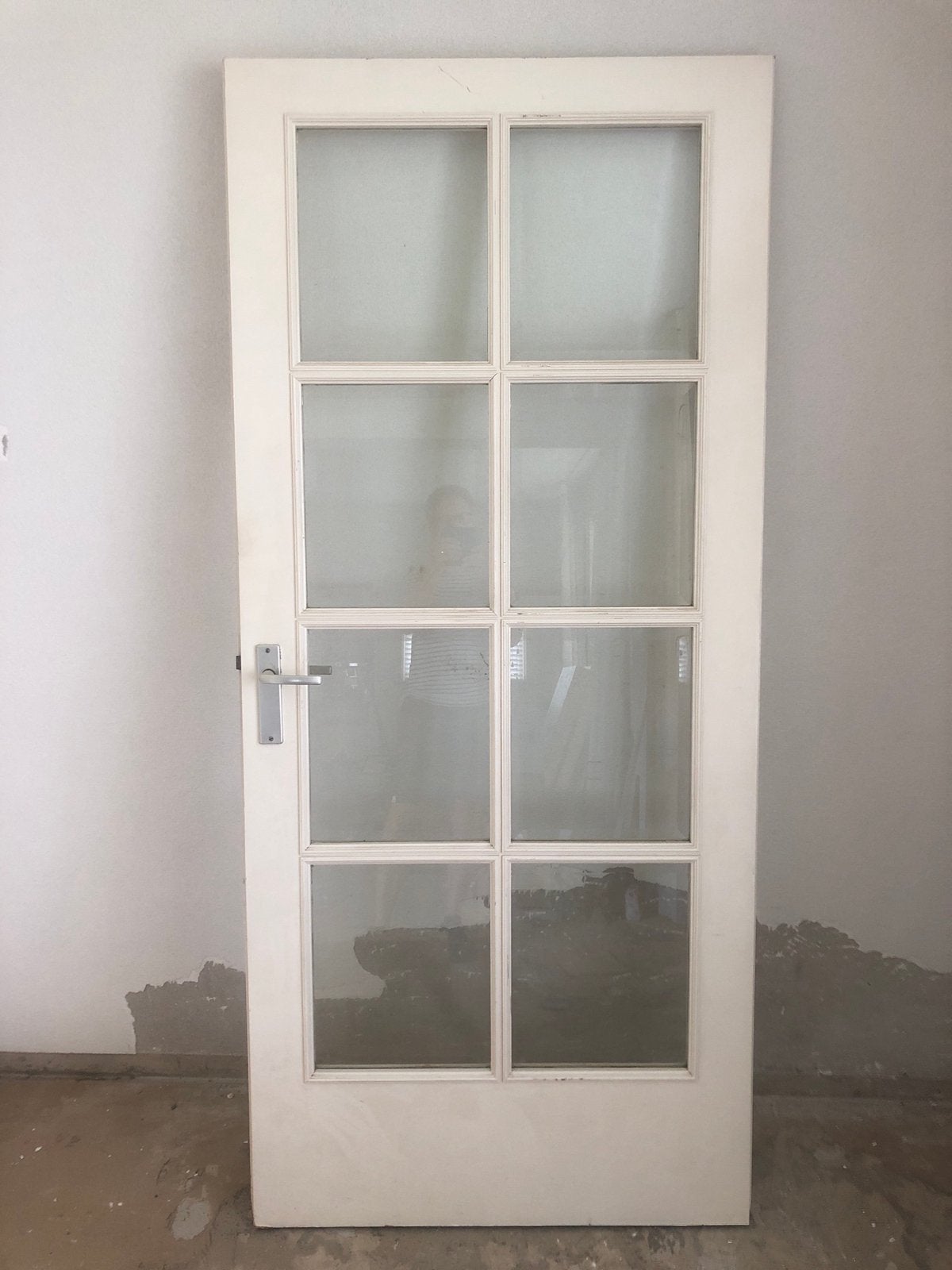 Witte linksdraaiende deur met 8ruitjes opdek of stomp 211x85, Ophalen, Binnendeur, 200 tot 215 cm