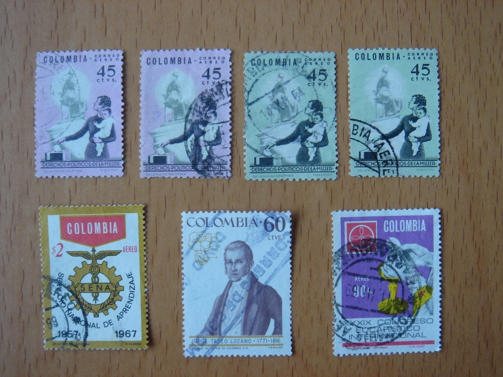 COLOMBIA 7 Postzegels, Ophalen of Verzenden, Gestempeld, Zuid-Amerika