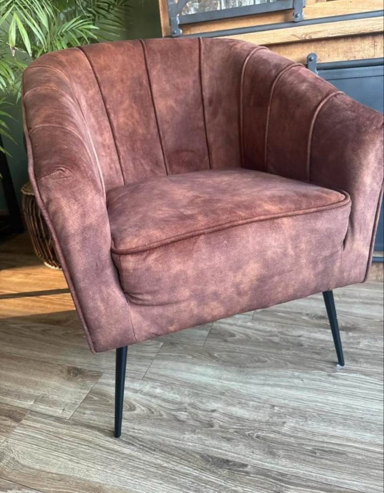 Saude bruine fauteuil, Ophalen, Zo goed als nieuw, Stof, 75 tot 100 cm