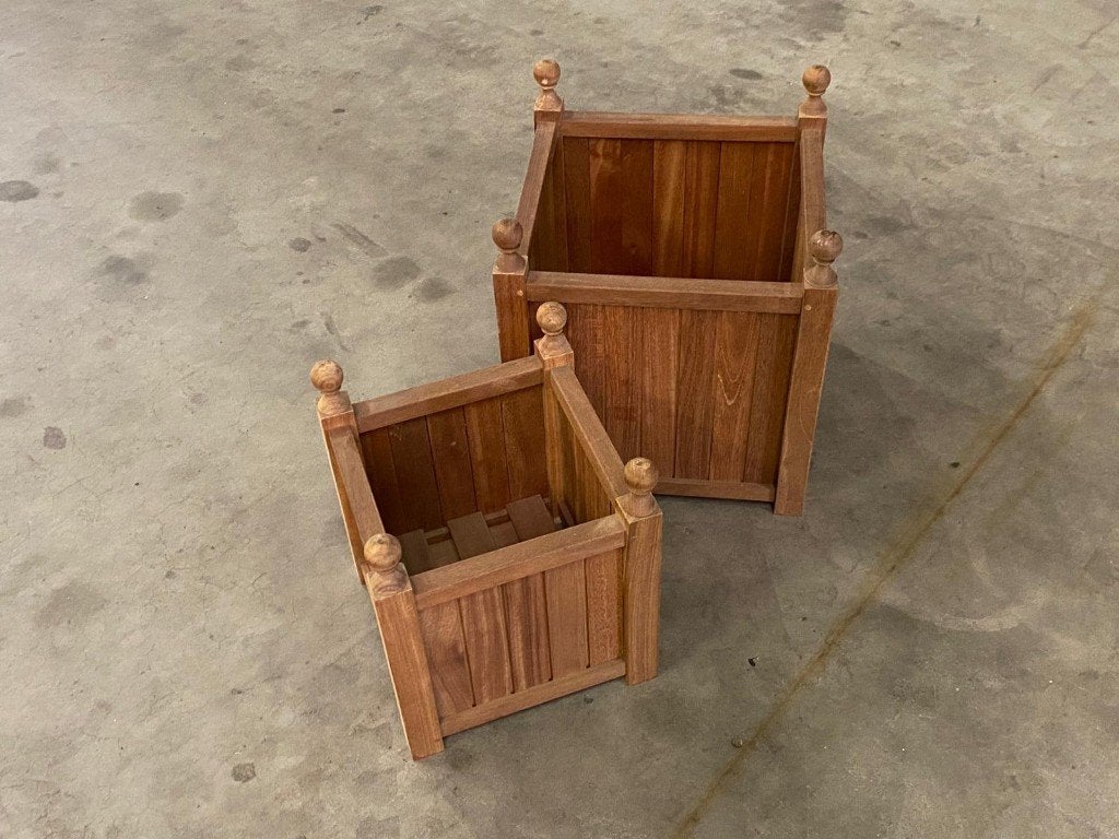Hardhouten bloembak set á 2 stuks €125,00!, Ophalen, Minder dan 60 cm, Vierkant, Nieuw