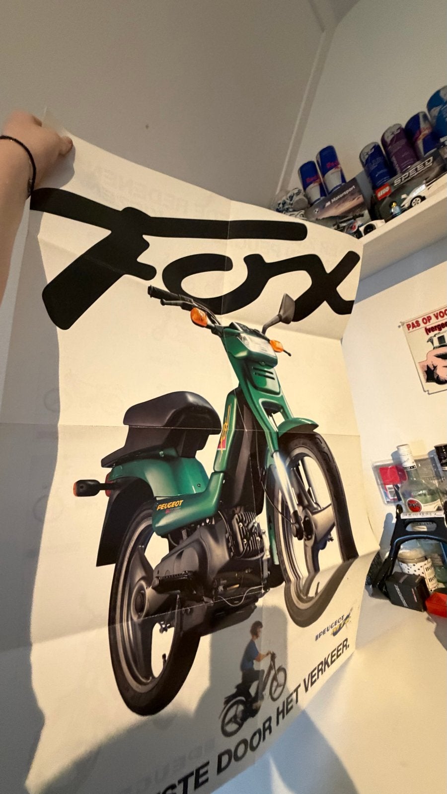 Vintage Peugeot Fox Bromfiets Poster - Zeldzaam!, Fietsen en Brommers, Ophalen of Verzenden, Gebruikt, Fox