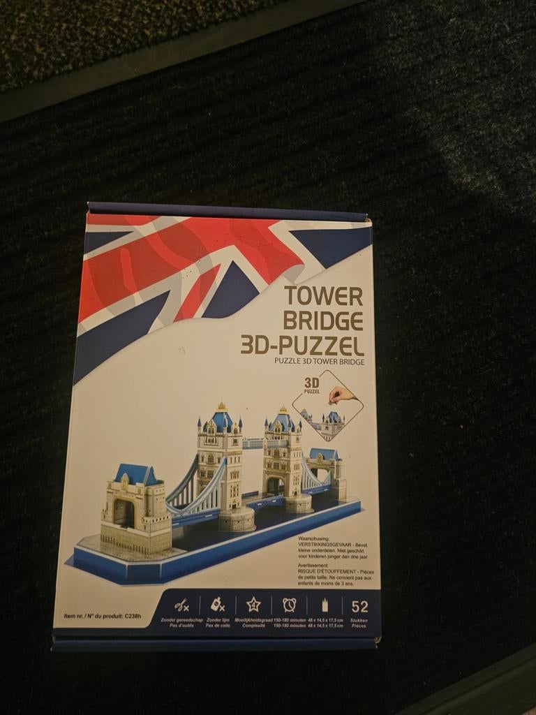 Tower Bridge 3D-puzzel - Nieuw in doos, Ophalen of Verzenden, Minder dan 500 stukjes, Nieuw, Rubik's of 3D-puzzel