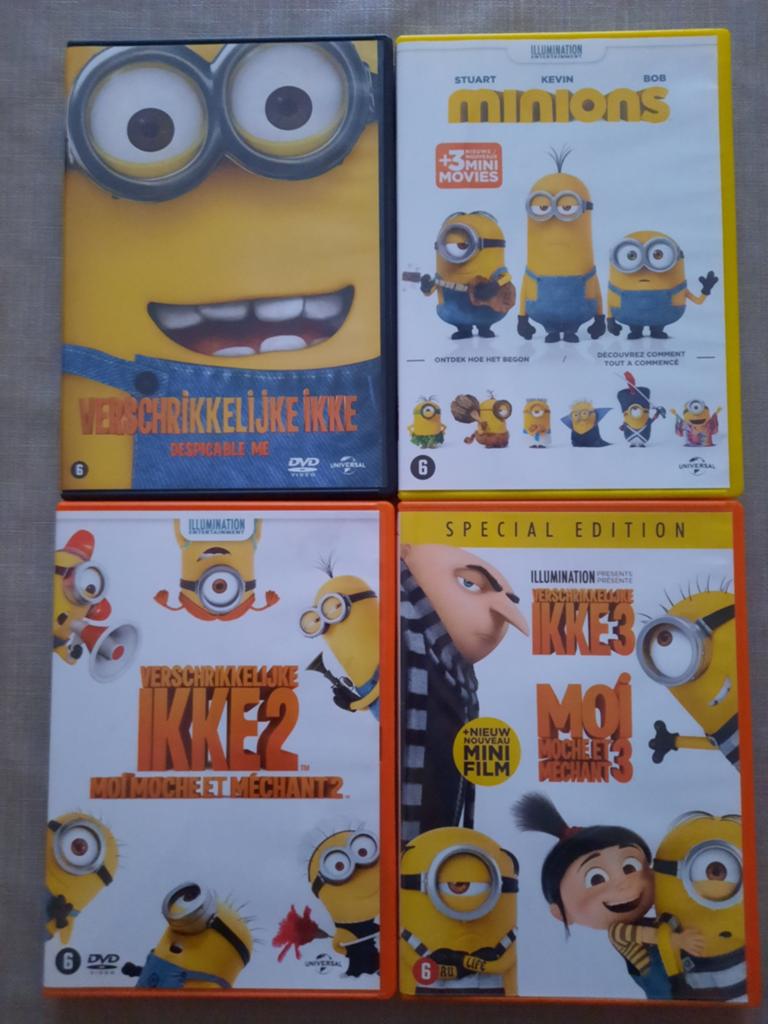 4 Dvd' s Minions, Verschrikkelijke Ikke, Alle leeftijden, Ophalen of Verzenden, Zo goed als nieuw