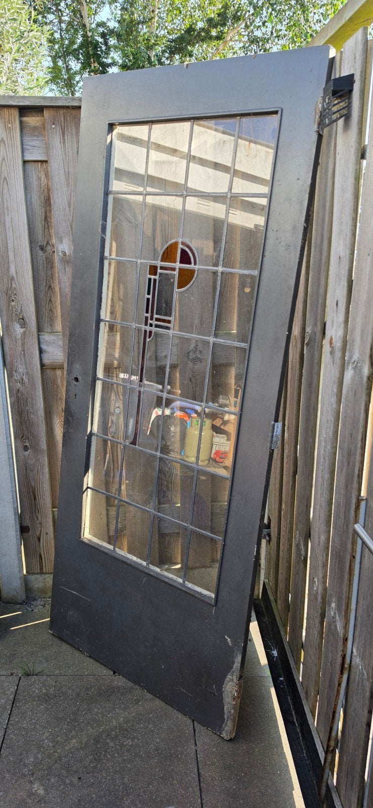 Binnendeur met glas in lood - 82x200 cm, Ophalen, Gebruikt, 80 tot 100 cm, Binnendeur