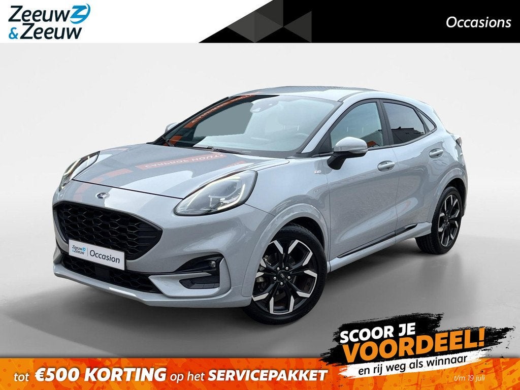 Ford Puma 1.0 EcoBoost Hybrid ST-Line X | Afneembare Trekhaa, Auto's, Ford, Voorwielaandrijving, 12 maanden, 125 pk, Leder en Stof