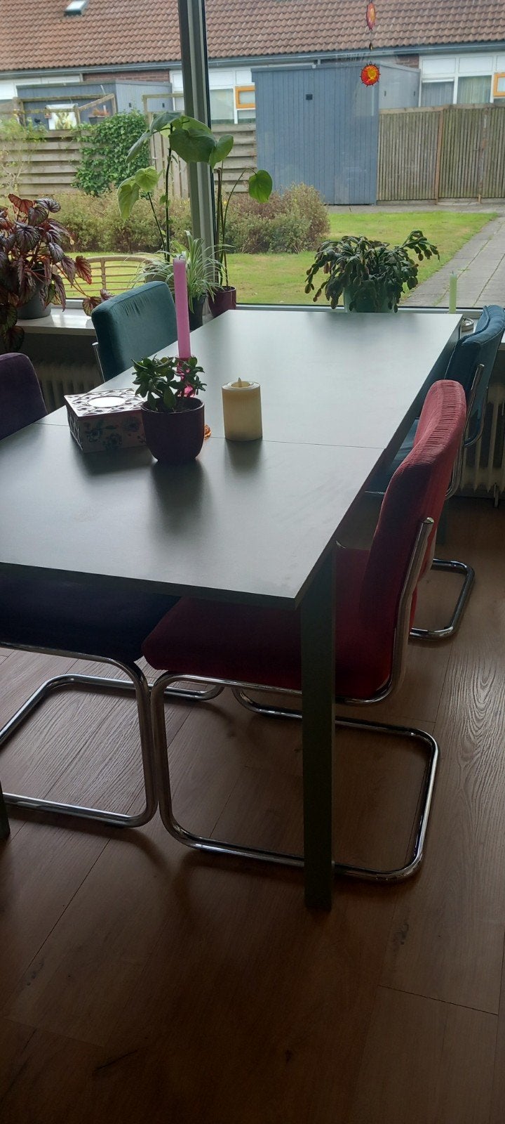VIHALDS Uitschuifbare eettafel groen, 120/180x74, Huis en Inrichting, Tafels | Eettafels, Ophalen, Modern, Scandinavisch, 50 tot 100 cm
