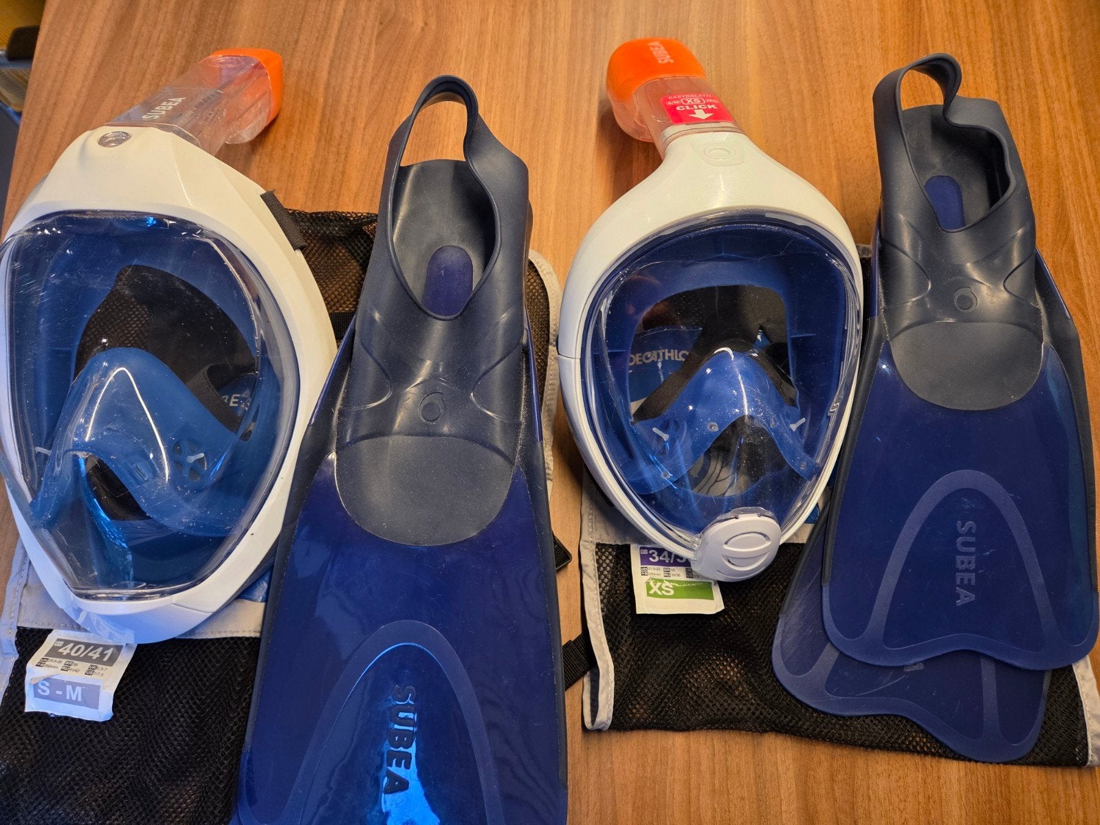 Duikmasker en zwemvliezen set (2x), Ophalen, Zwem- of Duikvliezen