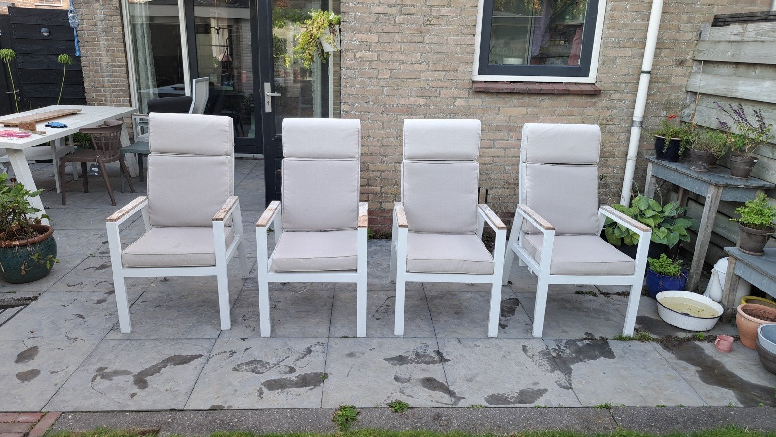 Trestino verstelbare tuinstoelen met kussens (4 stuks), Tuin en Terras, Ophalen, Gebruikt, Aluminium, Verstelbaar