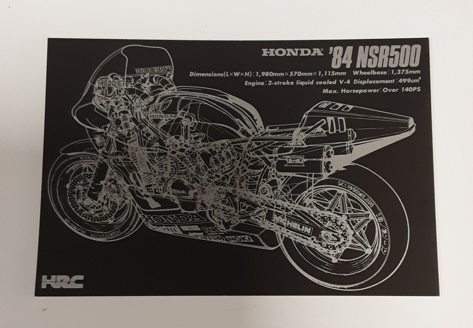 HONDA NSR500 1984 Technische Kaart Röntgen Tekening, Ophalen of Verzenden, Zo goed als nieuw, Motoren