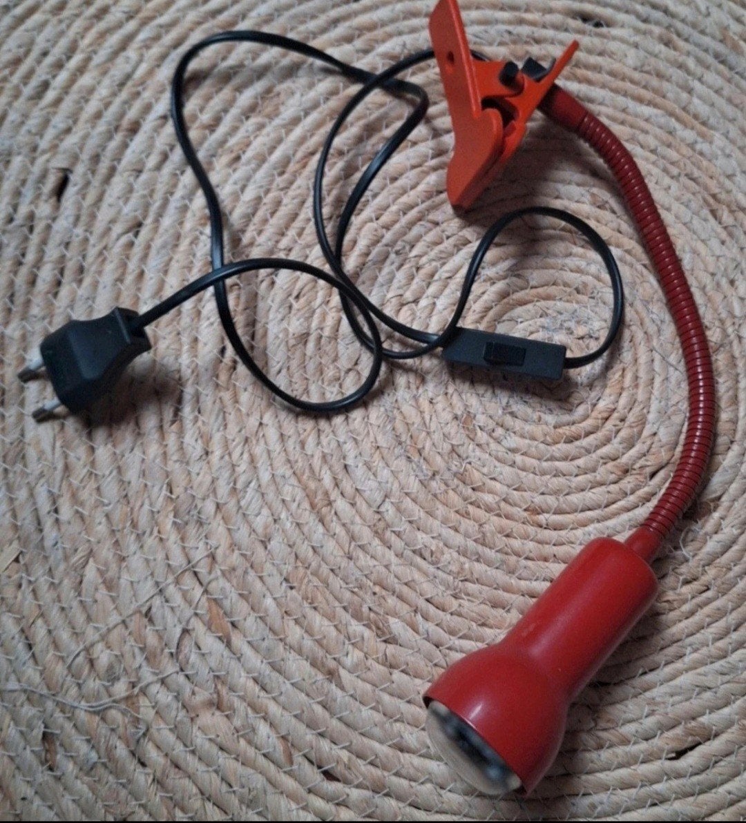 Retro Vintage Bureaulamp met Klem - Rood, Gebruikt, Ophalen of Verzenden, Rood, Vintage
