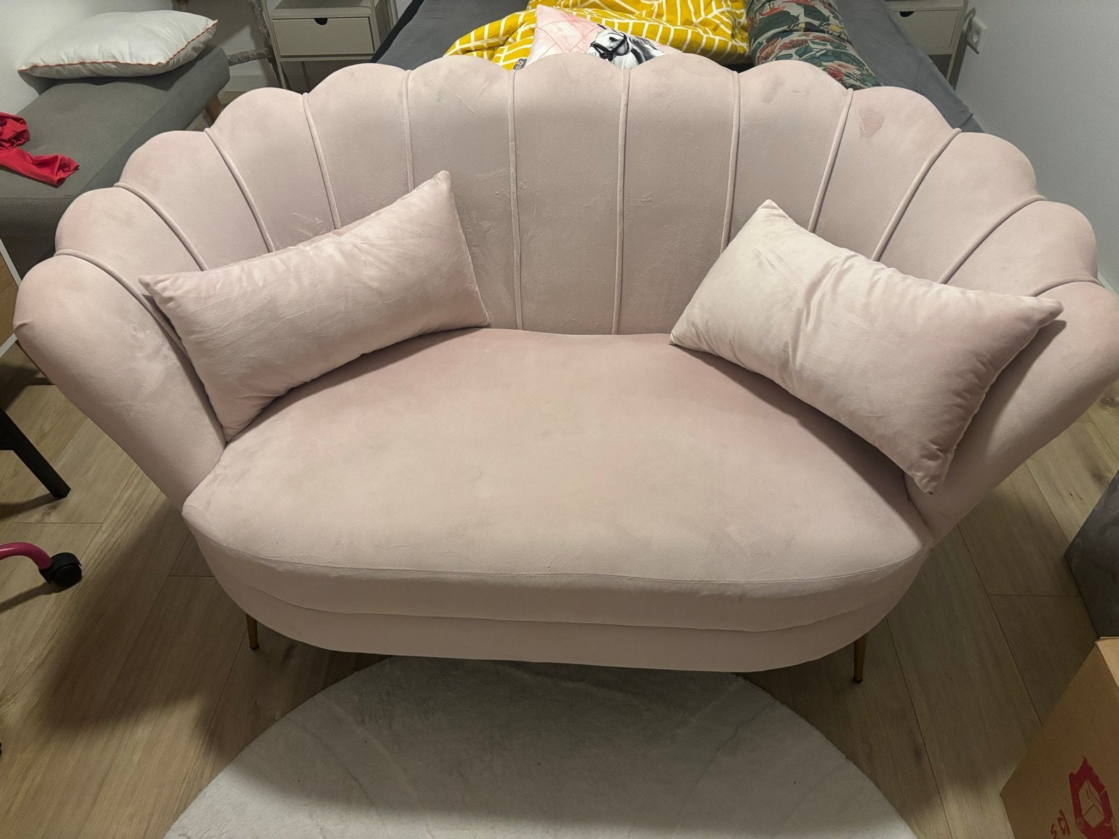 Roze schelpbankje -, Huis en Inrichting, Ophalen, Gebruikt, 150 tot 200 cm, Tweepersoons
