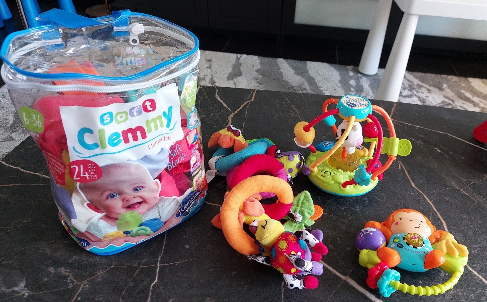 Baby speelgoed: Vtech, Clemmy en Playgro boxspiraal, Ophalen of Verzenden, Gebruikt, Overige typen, Met geluid