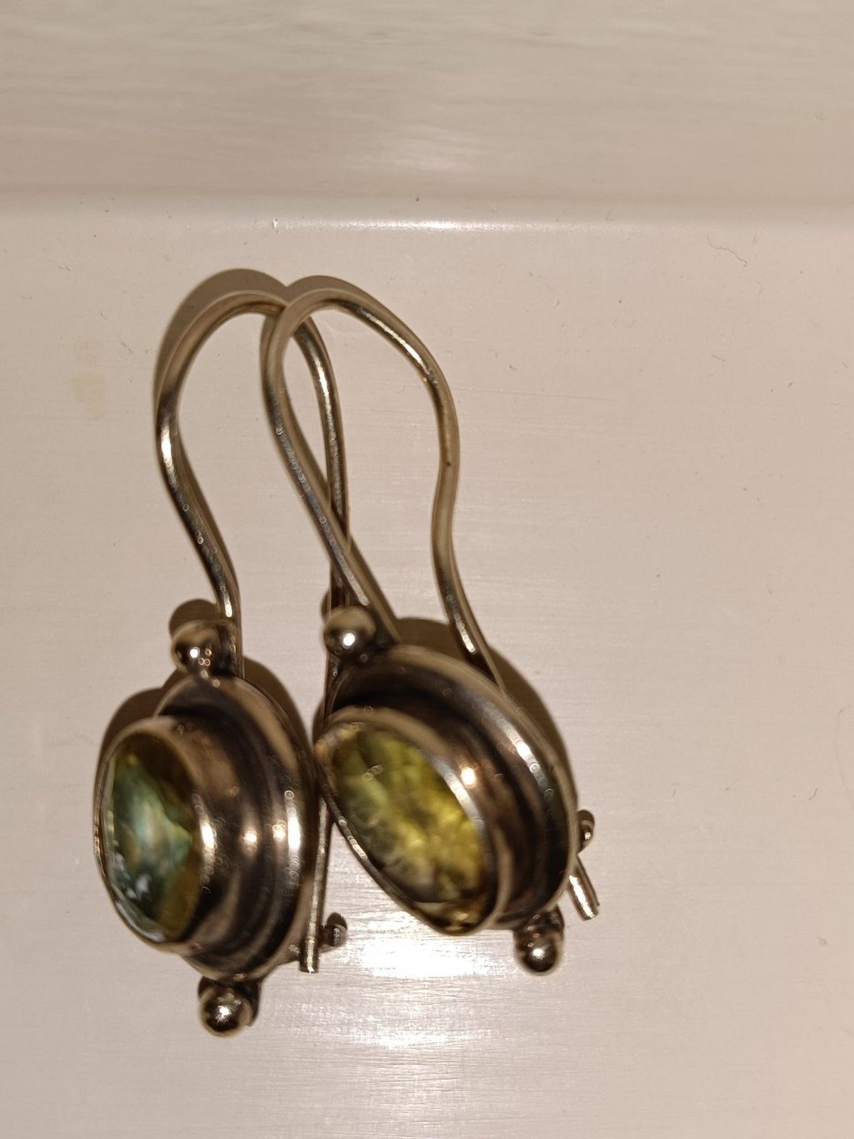 Vintage Zilveren Oorbellen met Facet Geslepen Citrien, Sieraden, Tassen en Uiterlijk, Oorbellen, Hangers, Verzenden, Geel, Zo goed als nieuw