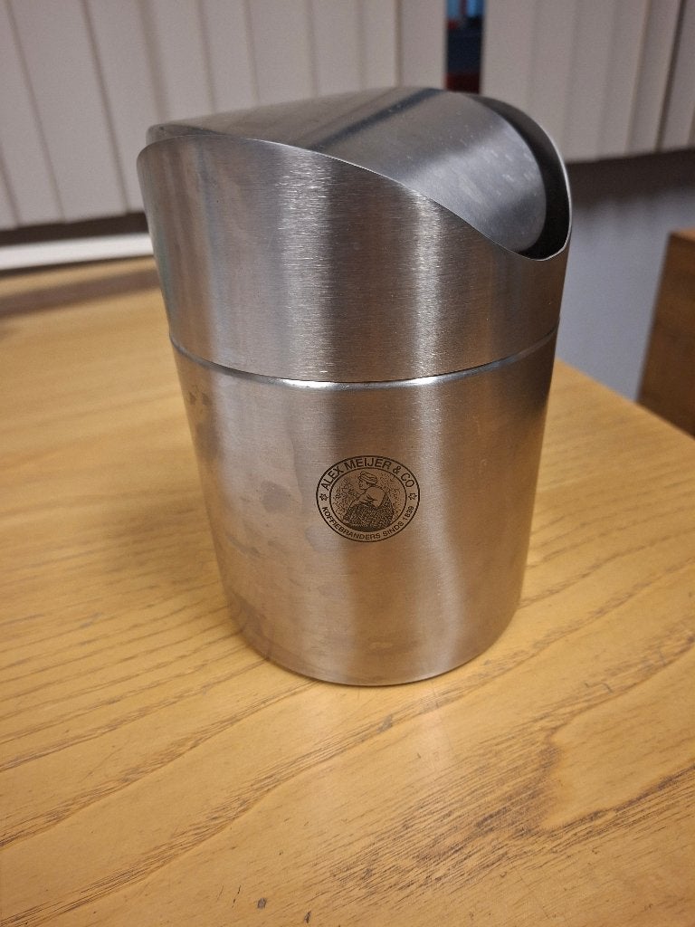Tafelprullenbakje, Ophalen of Verzenden, Zo goed als nieuw, Minder dan 10 liter, Rvs