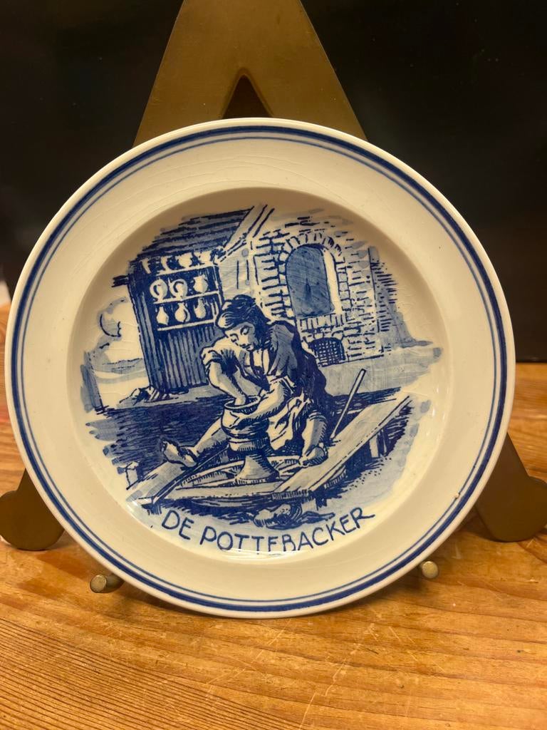 Delfts Blauw Wandbord 'De Pottenbakker' - G.B. Holland, Ophalen of Verzenden