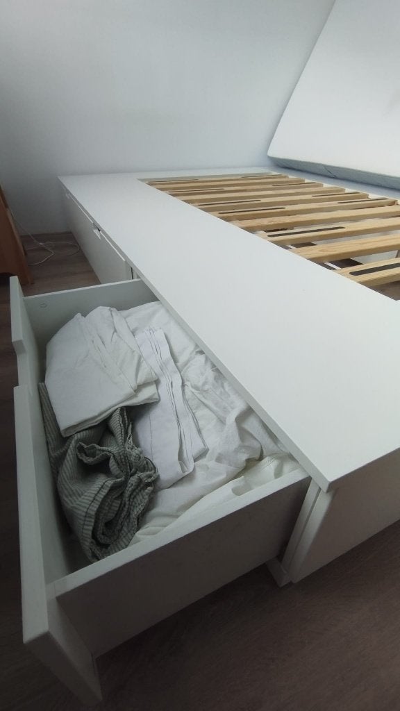 Tweepersoonsbed, Ophalen, Wit, Tweepersoons, Zo goed als nieuw