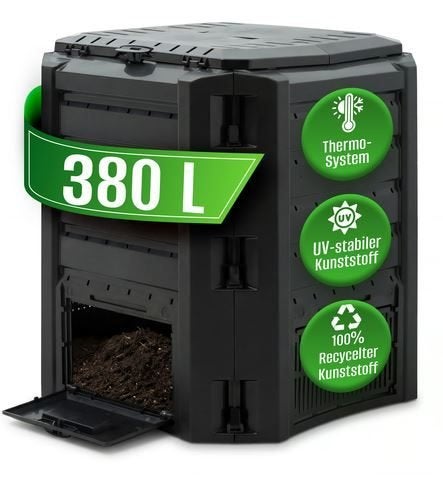Compostbak composteervat 380 L zwart compost GRATIS BEZORGD!, Verzenden, Compostbak