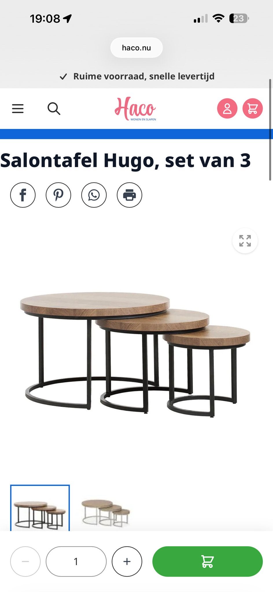 Salontafels rond  Hugo van Haco - Zo goed als nieuw, Ophalen, Rond, 50 tot 100 cm, Zo goed als nieuw