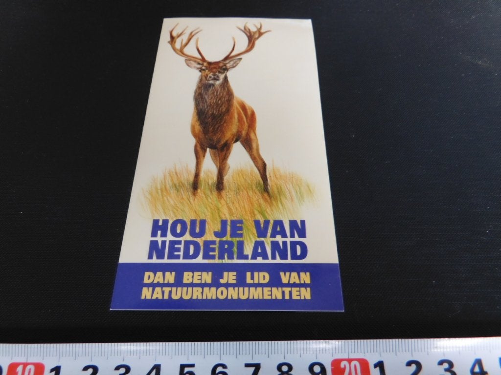 sticker Hou je van Nederland Natuurmonumenten Hert, Verzamelen, Ophalen, Zo goed als nieuw