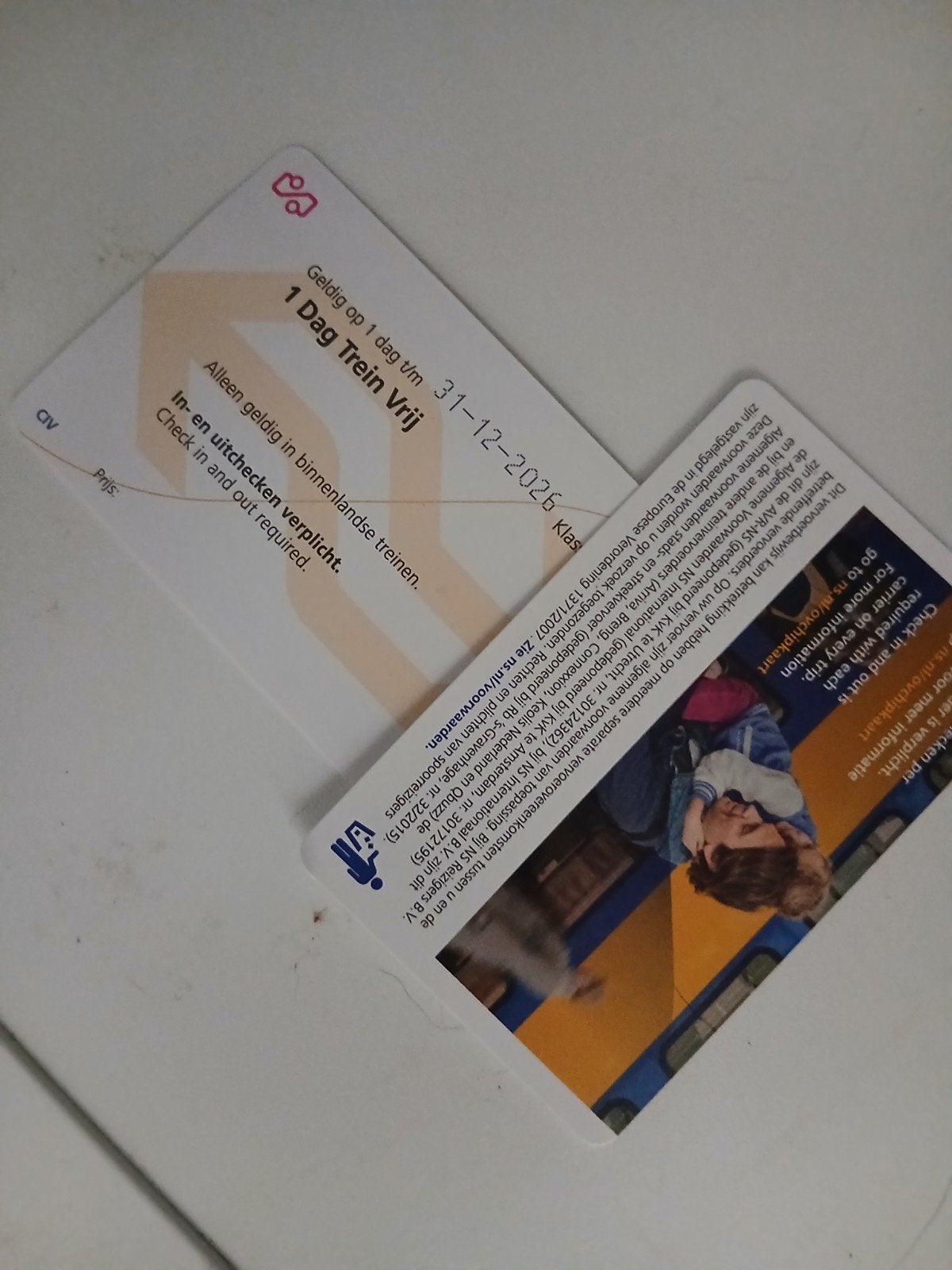 NS dagkaart vrij reizen, Eén persoon, Trein, Algemeen kaartje
