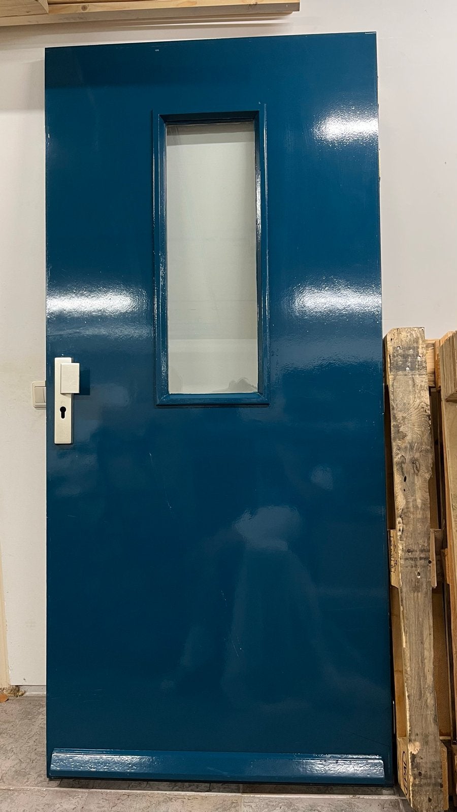 Massief houten voordeur met glas in goede staat!, Ophalen, Gebruikt, 80 tot 100 cm, Buitendeur