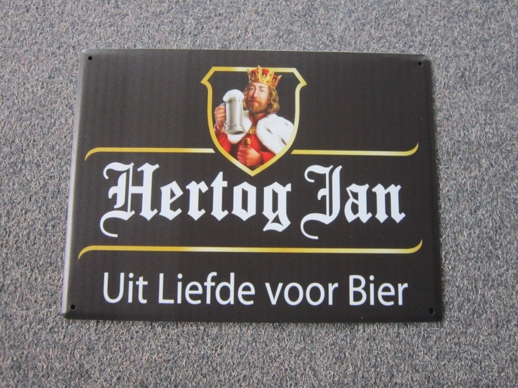 HERTOG JAN BLIKKEN RECLAMEBORD, Verzamelen, Biermerken, Ophalen, Zo goed als nieuw, Reclamebord, Plaat of Schild, Hertog Jan