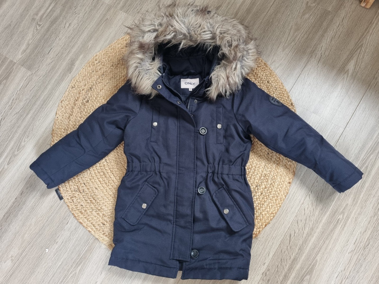 ONLY winterjas meisje 128 blauw meisjesjas jas donkerblauw, Kinderen en Baby's, Ophalen of Verzenden, Zo goed als nieuw, Meisje