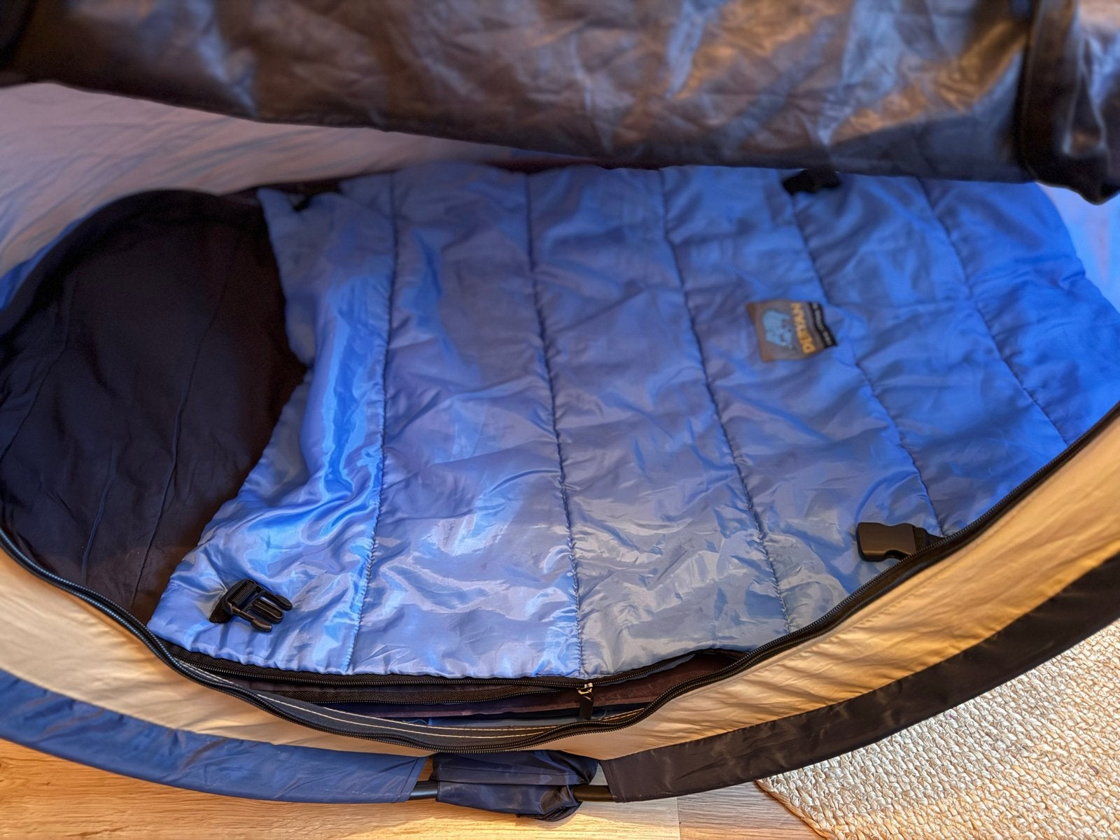 Deryan Peuter Luxe Reisbedje met Slaapzak en Matras, Ophalen of Verzenden, Gebruikt
