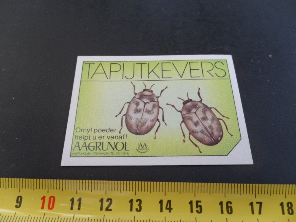 sticker groningen aagrunol OMYL POEDER tegen tapijtkevers, Ophalen of Verzenden, Zo goed als nieuw