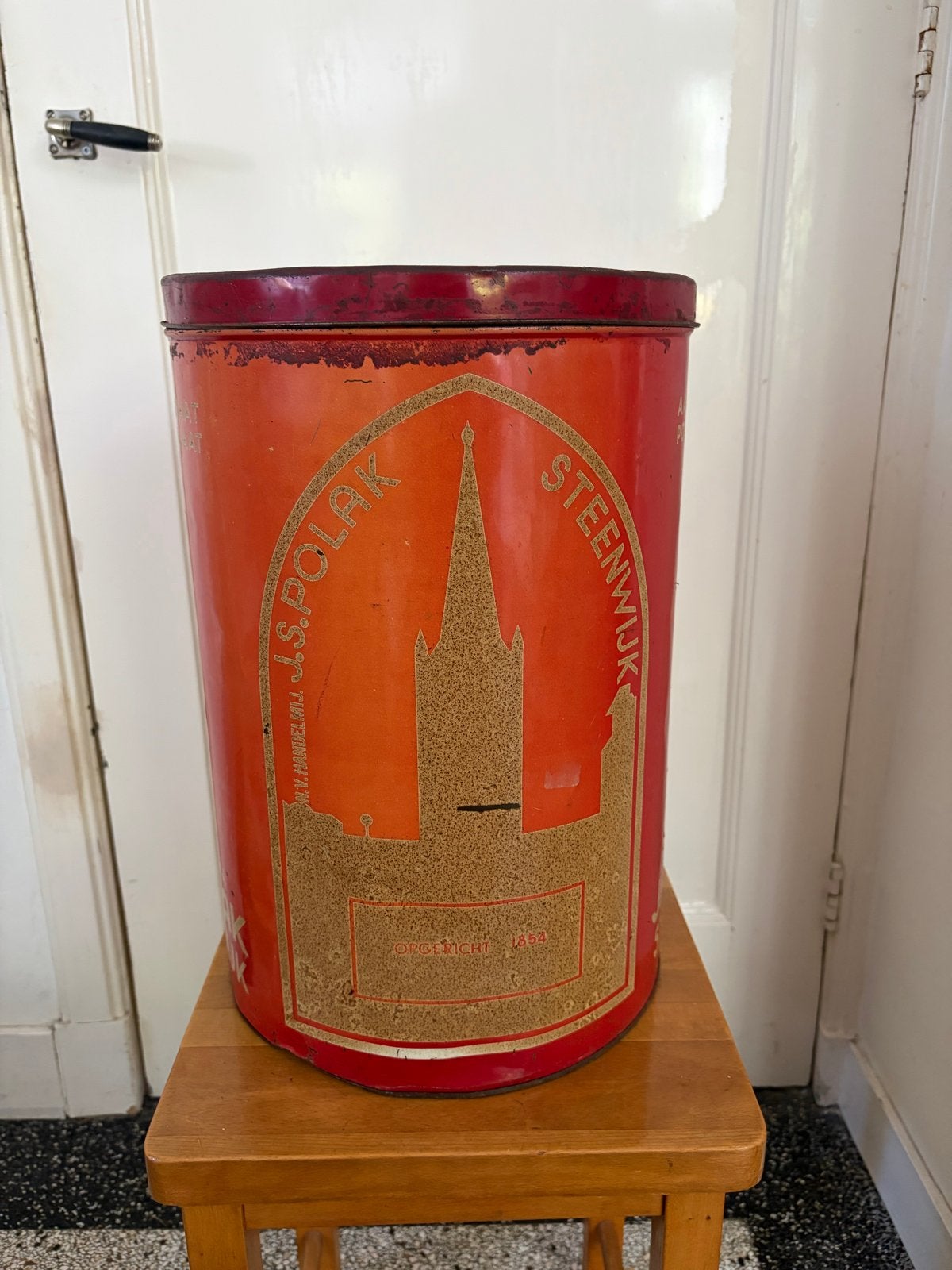 Groot blik Antiek Vintage Polak  Speculaaskruiden Bus, Ophalen of Verzenden