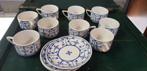 bleu saks kopjes 9 stuks, Ophalen of Verzenden, 'T Olde Gre-j, Info@toldegrej.nl, Endepoelstraat 20f Didam