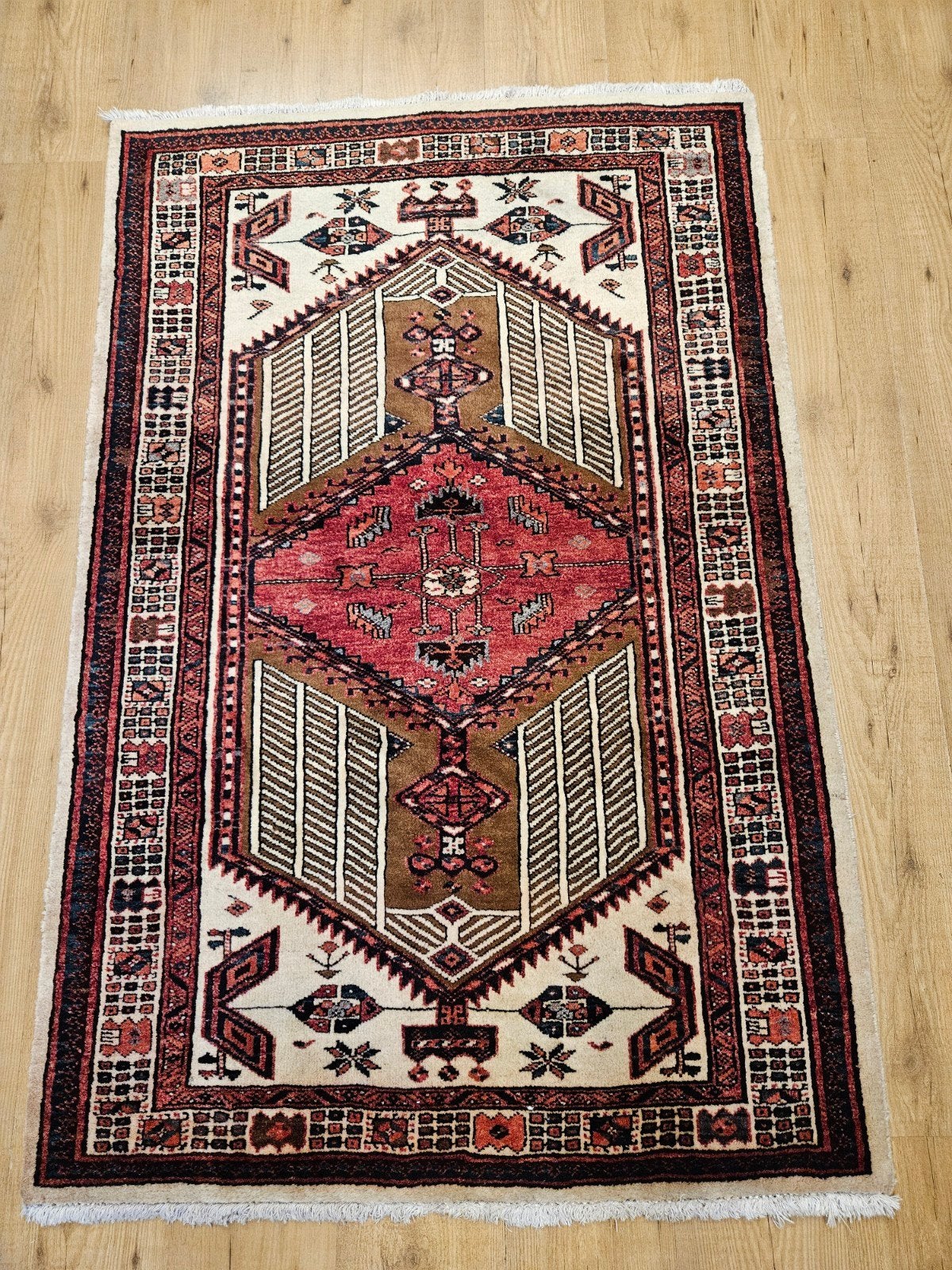 Vintage handgeknoopt perzisch tapijt hamadan 157x100, Info@SlatsAntiek.nl, Tweedehands, 100 tot 150 cm, Perzisch