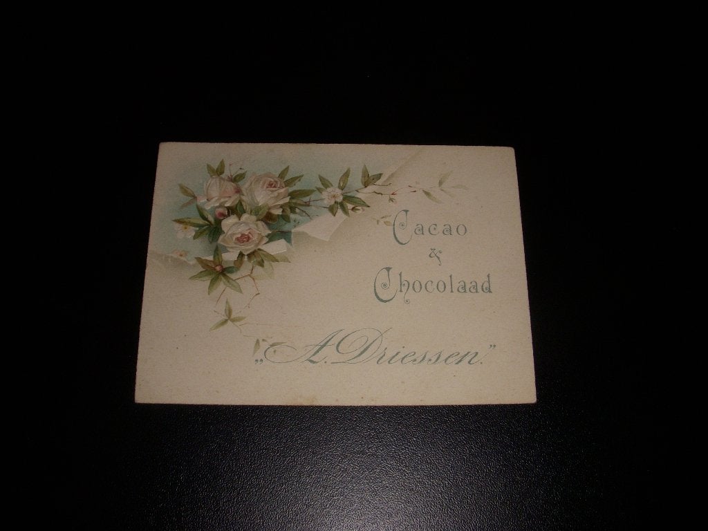 Oud reclamekaartje cacao & chocolaad A. Driessen +/- 1900, Ophalen of Verzenden, Gebruikt, Gebruiksvoorwerp