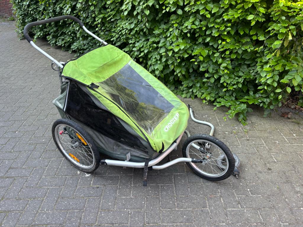 Croozer Fietskar en Wandelwagen voor 2 Kinderen, Fietsen en Brommers, Ophalen, Gebruikt, Opvouwbaar, Kinderkar