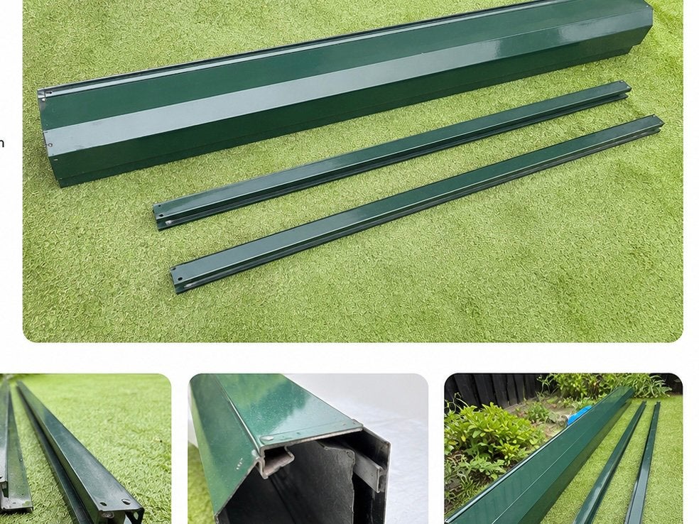Groen rolluik met kast en geleiders, 318cm, Doe-het-zelf en Verbouw, Rolluiken, Ophalen, Gebruikt, Overige kleuren, 200 cm of meer