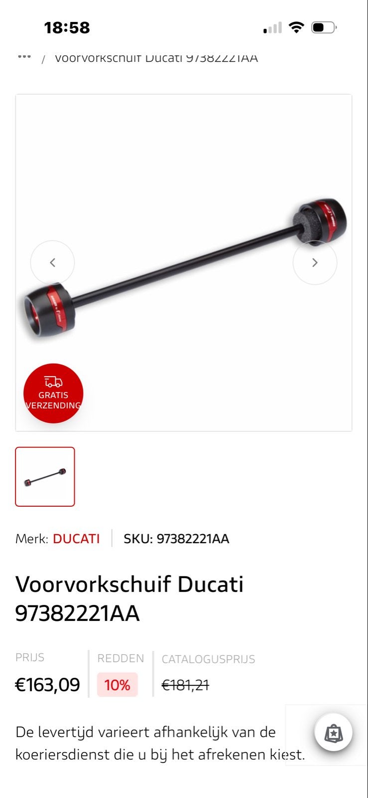 Ducati Voorvorkschuif 97382221AA - Nieuw, Ophalen of Verzenden, Nieuw