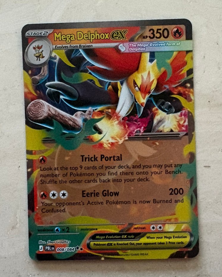 Mega Delphox ex - 008/084 - Pitch Black - Pokémon, Ophalen of Verzenden, Zo goed als nieuw