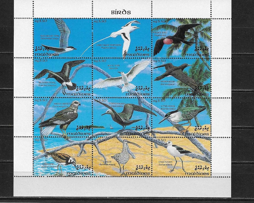 Malediven Maldives Blok vogels, Verzenden, Postfris, Zuid-Azië