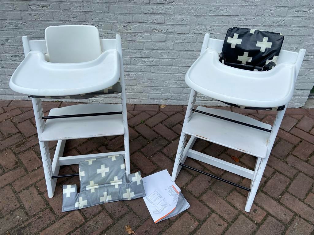 Stokke Tripp Trapp kinderstoel tweeling incl babyset en tray, Kinderen en Baby's, Kinderstoelen, Ophalen, Gebruikt, Meegroeistoel