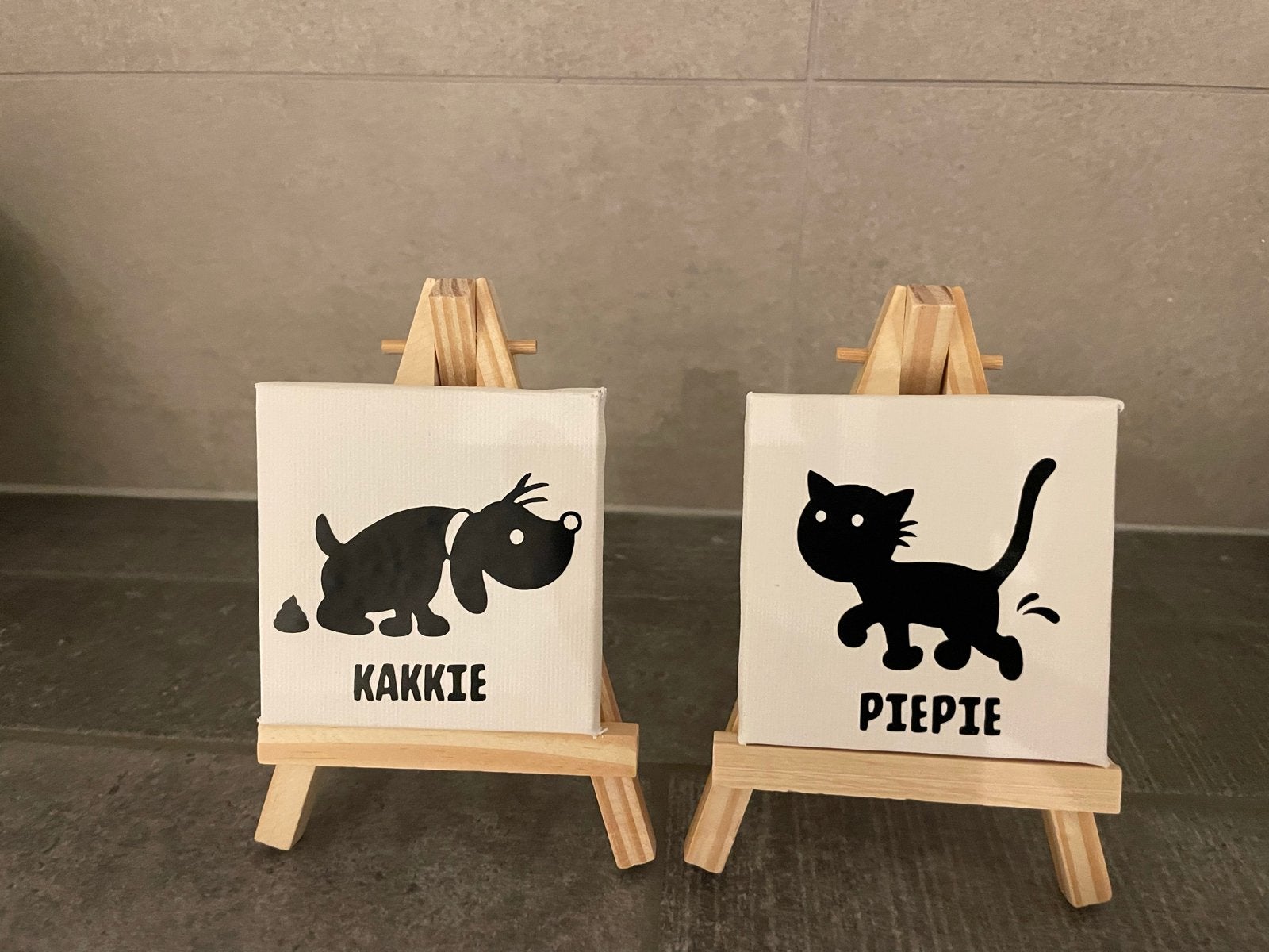 Kakkie en Piepie Canvasjes op Houten Stander, Ophalen of Verzenden, Nieuw